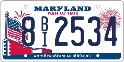 MD license plate 8BI2534