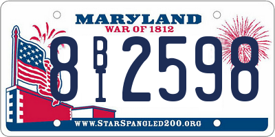 MD license plate 8BI2598