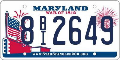 MD license plate 8BI2649