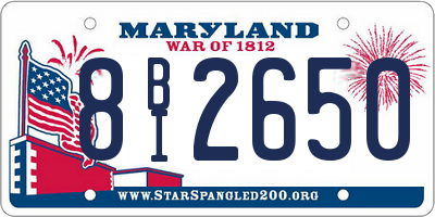 MD license plate 8BI2650