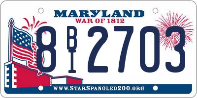 MD license plate 8BI2703