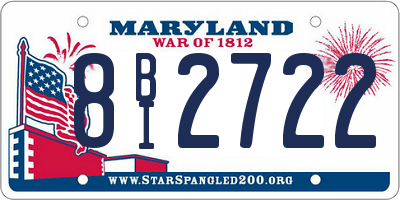 MD license plate 8BI2722