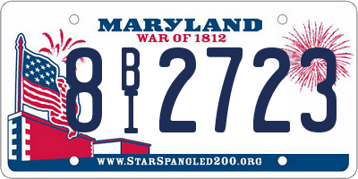 MD license plate 8BI2723