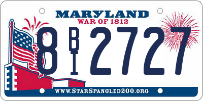 MD license plate 8BI2727