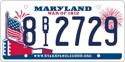 MD license plate 8BI2729