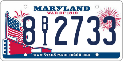 MD license plate 8BI2733