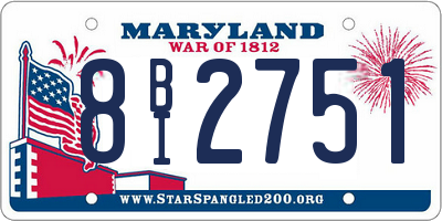 MD license plate 8BI2751