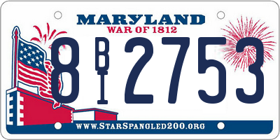MD license plate 8BI2753
