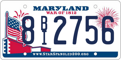 MD license plate 8BI2756
