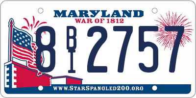 MD license plate 8BI2757