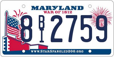 MD license plate 8BI2759