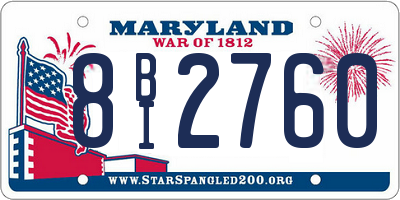 MD license plate 8BI2760