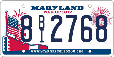MD license plate 8BI2768