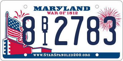 MD license plate 8BI2783