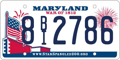 MD license plate 8BI2786