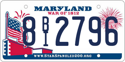 MD license plate 8BI2796
