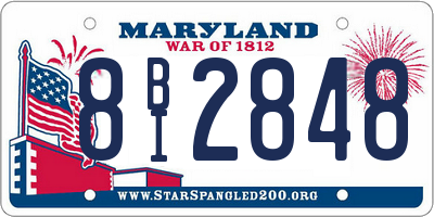MD license plate 8BI2848