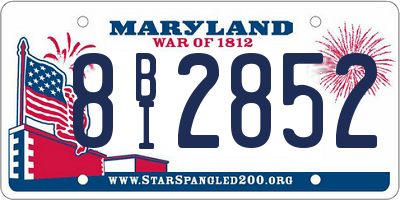 MD license plate 8BI2852