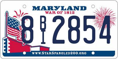 MD license plate 8BI2854