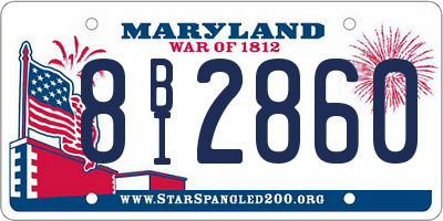 MD license plate 8BI2860