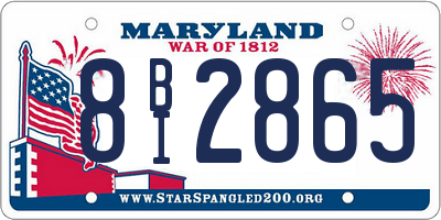MD license plate 8BI2865