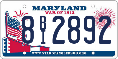 MD license plate 8BI2892
