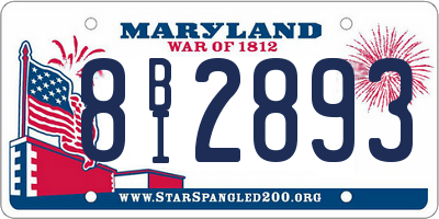 MD license plate 8BI2893