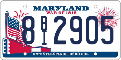 MD license plate 8BI2905