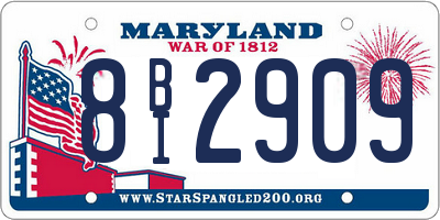 MD license plate 8BI2909