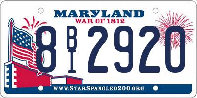 MD license plate 8BI2920
