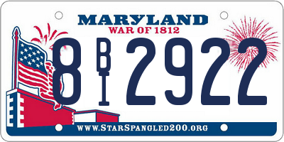 MD license plate 8BI2922