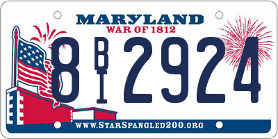 MD license plate 8BI2924