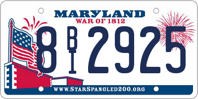MD license plate 8BI2925