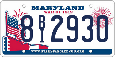 MD license plate 8BI2930