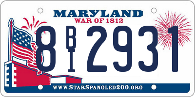 MD license plate 8BI2931