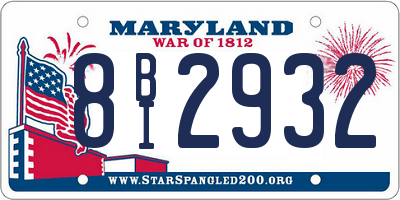 MD license plate 8BI2932