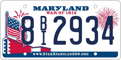 MD license plate 8BI2934