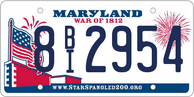 MD license plate 8BI2954