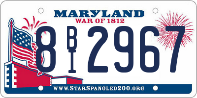 MD license plate 8BI2967
