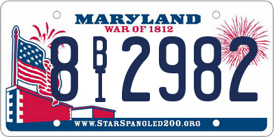 MD license plate 8BI2982
