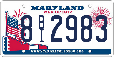 MD license plate 8BI2983