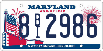 MD license plate 8BI2986