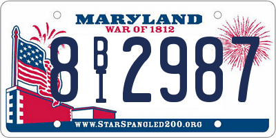 MD license plate 8BI2987