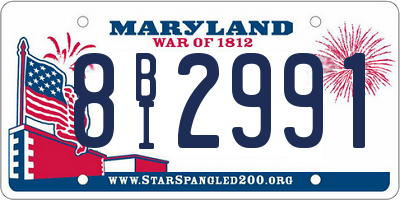 MD license plate 8BI2991