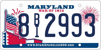 MD license plate 8BI2993