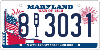 MD license plate 8BI3031