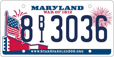 MD license plate 8BI3036