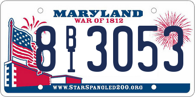 MD license plate 8BI3053