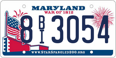 MD license plate 8BI3054