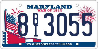 MD license plate 8BI3055